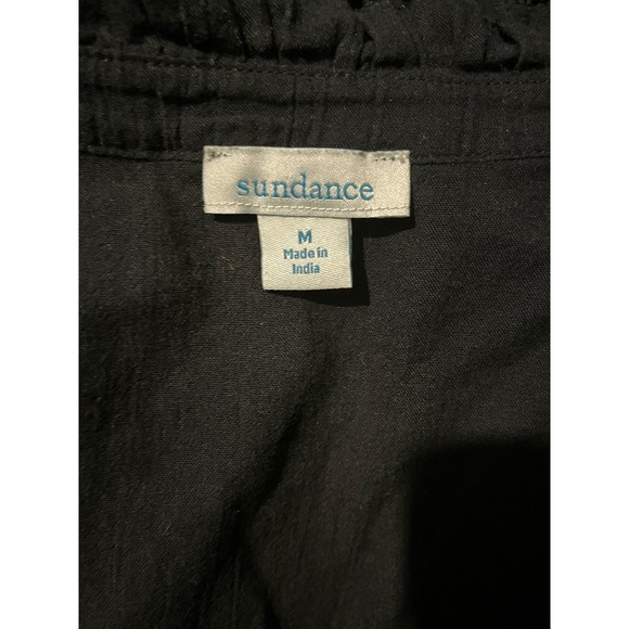 Sundance Louisa Black Cotton Gauze Crochet Lace Boho Blouse Medium - Picture 3 of 7